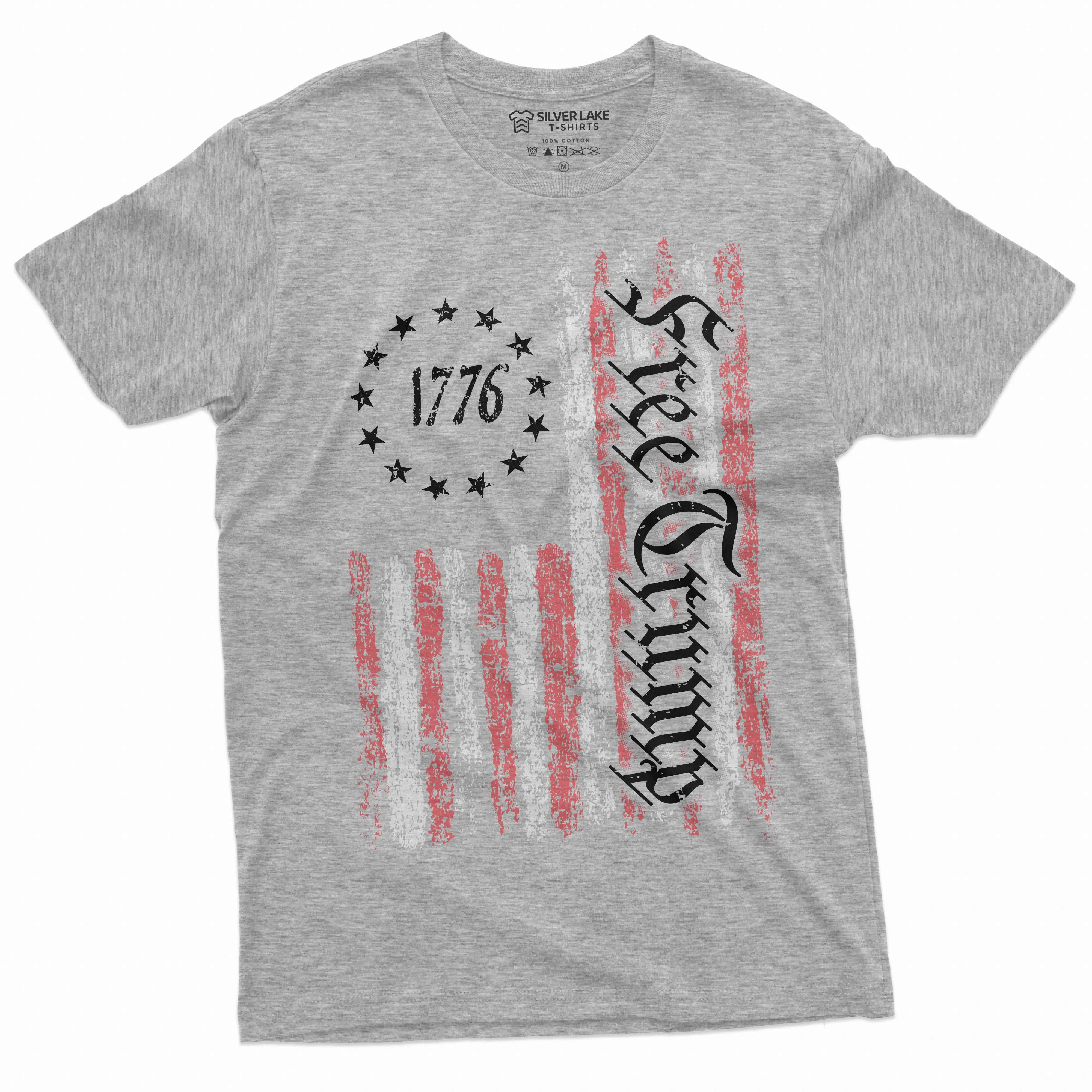 Men's Free Trump USA flag 1776 T-shirt Patriotic DJT 2024 Trump arrest inditement Tee Shirt Donald Trump support Tee shirt