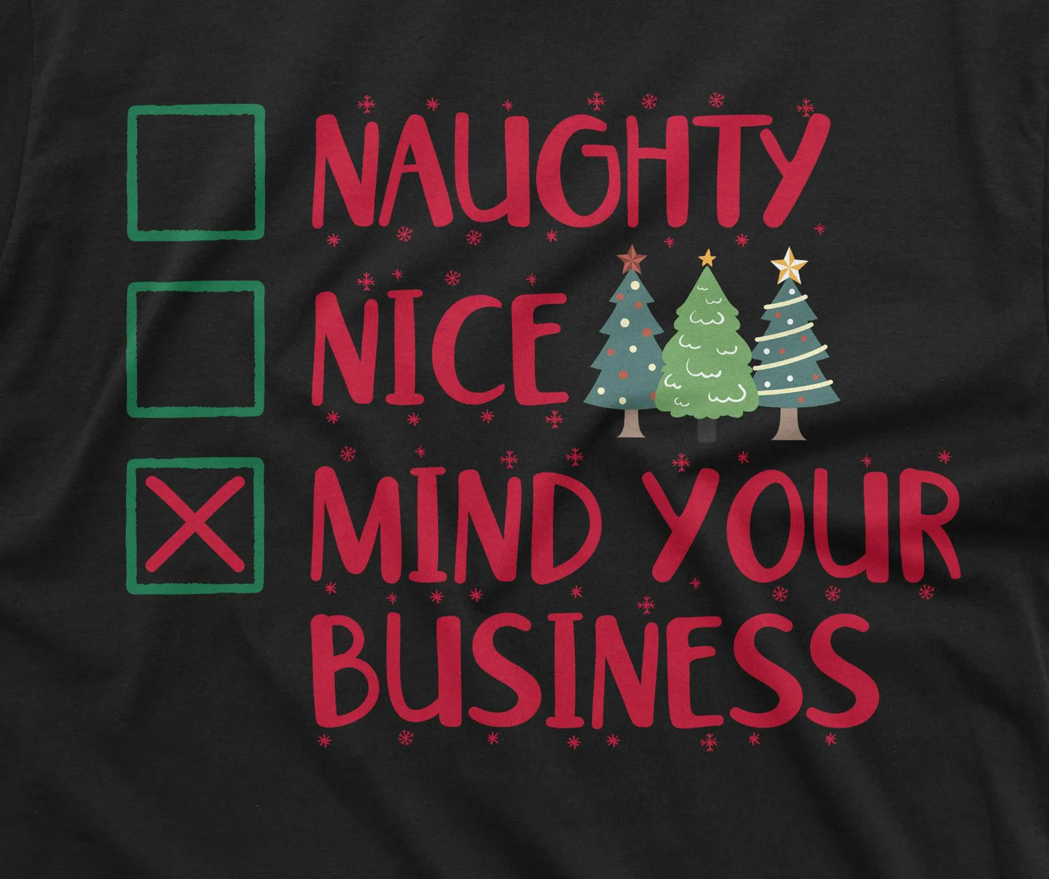 Men's Funny Christmas T-shirt mind your business Santa Xmas funny Tee shirt for him