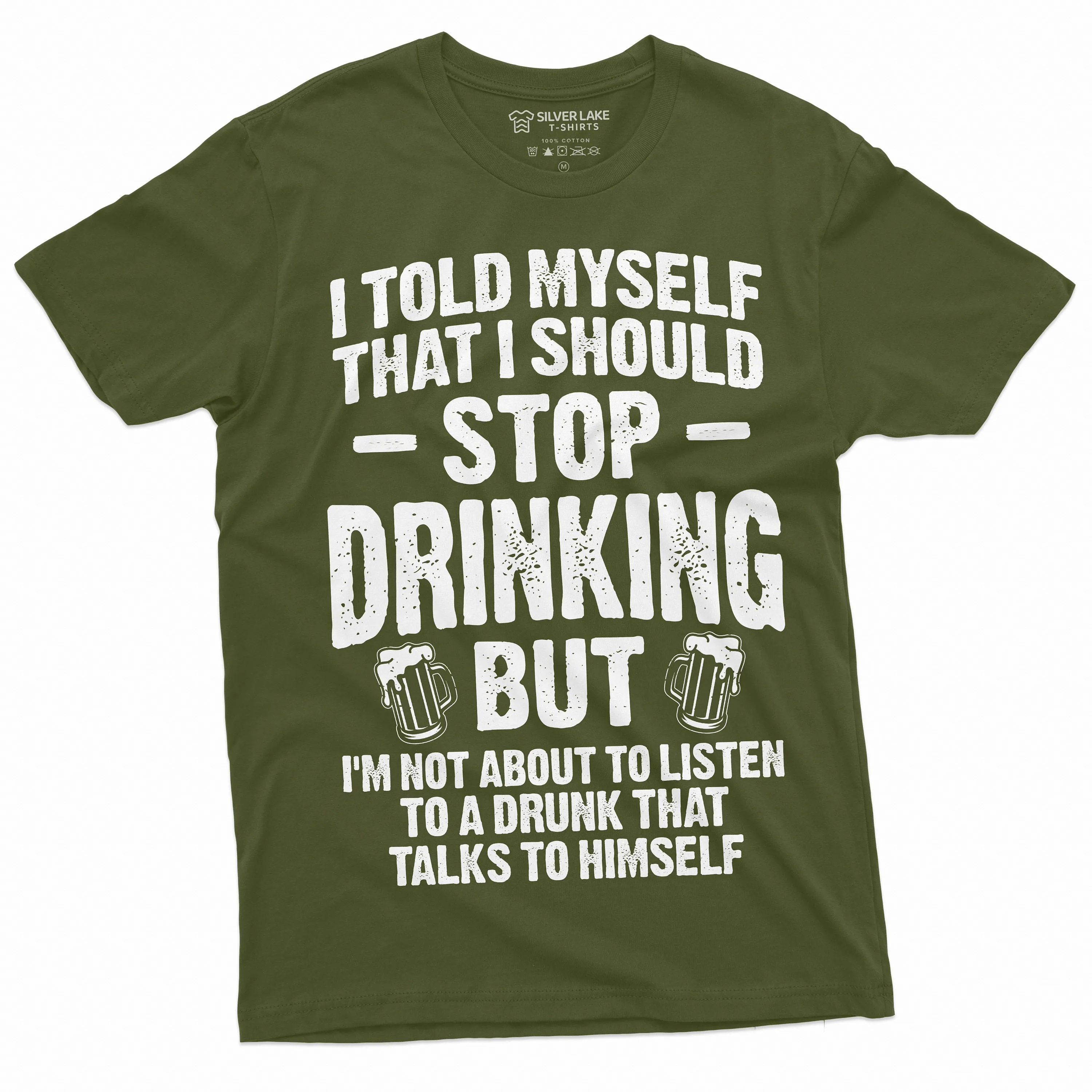 Men's Funny Stop Drinking Tee Shirt Party Beer Wine Humorous Saying Tee shirt Birthday Gift for him
