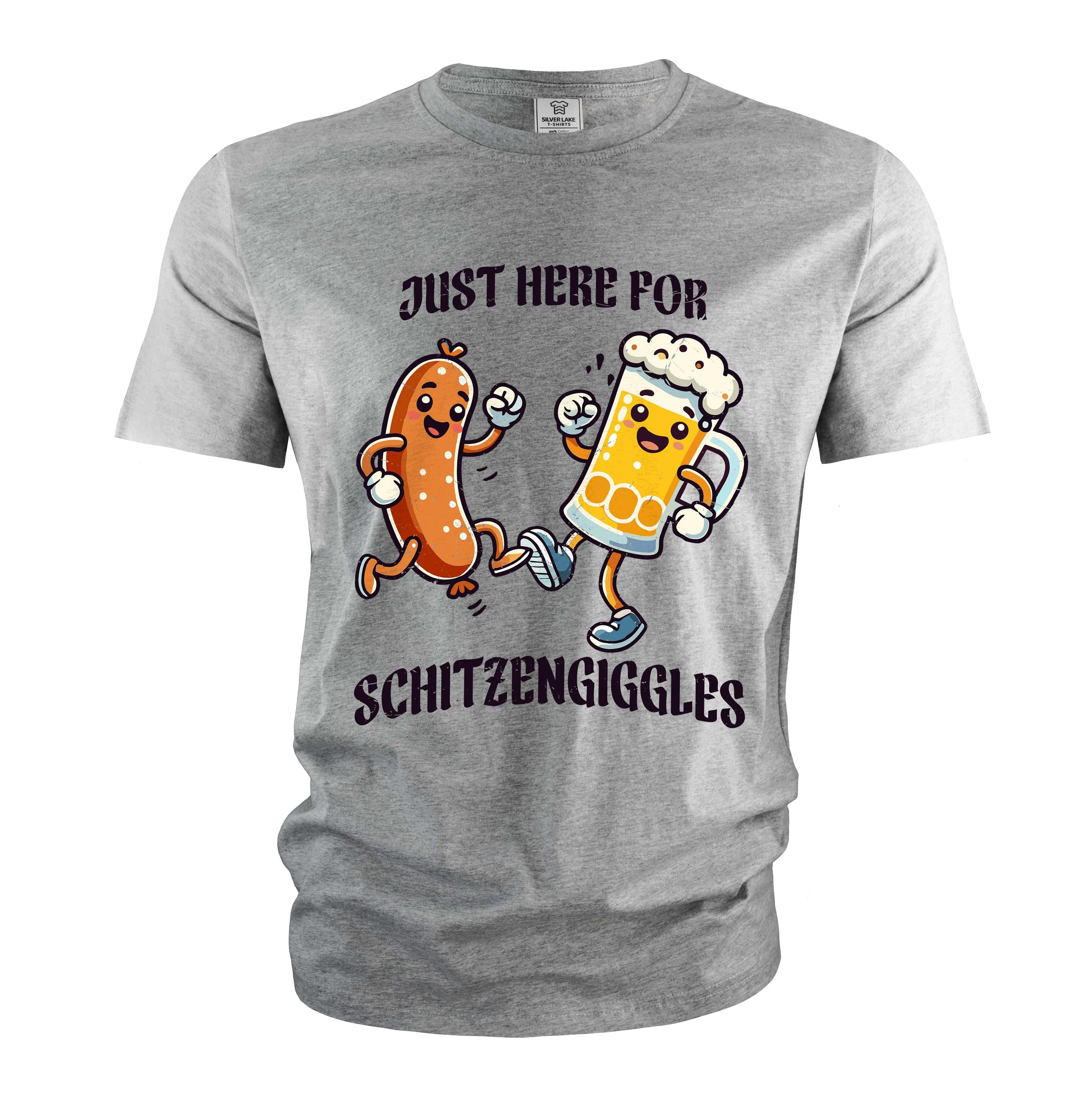 Men's Just here for Schitzengiggles Shirt Funny Oktoberfest T-shirts Bratwurst Shirt Funny Beer Tee
