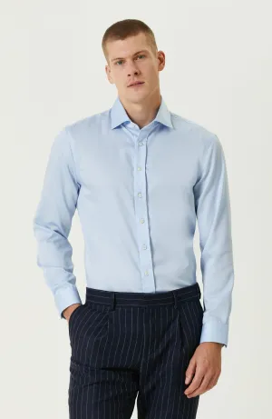 MEN'S Light Blue Non-Aron Satin Shirt