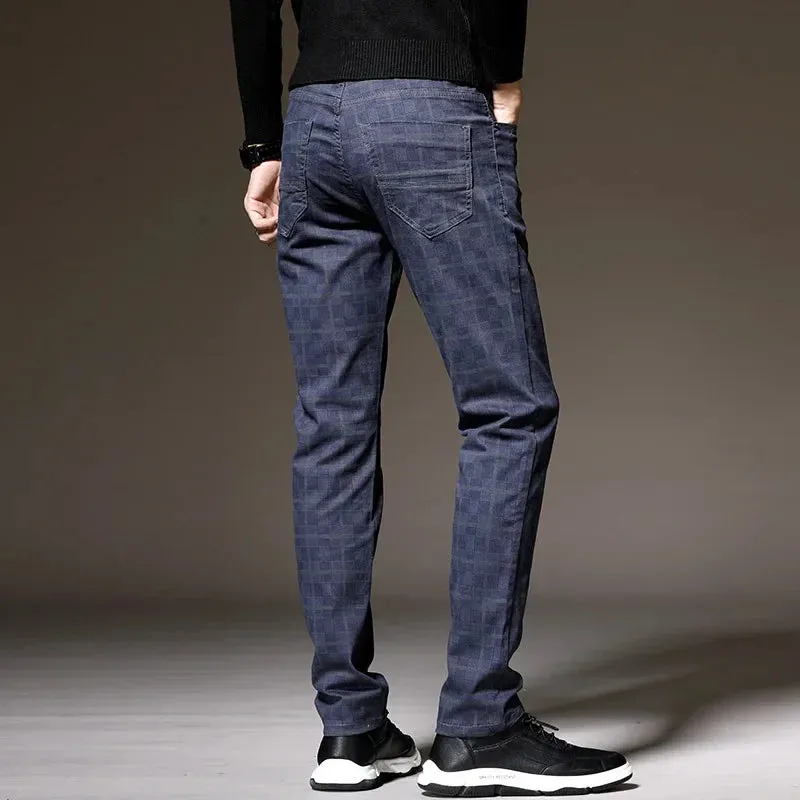 Men's Plaid Dress Pants: Classic Formal Slim Fit Casual Trousers for Autumn