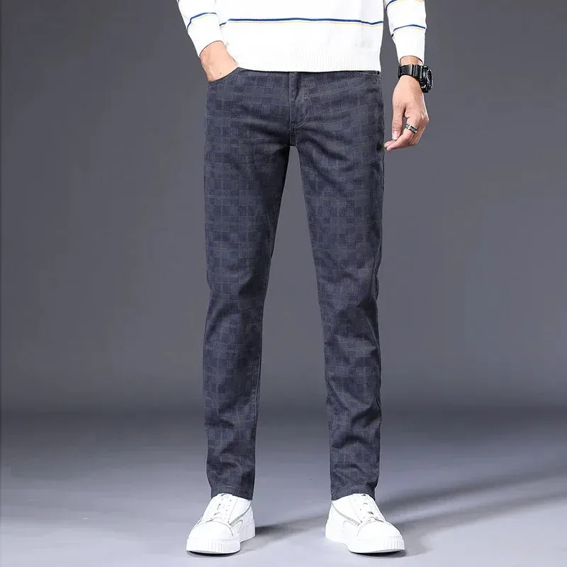 Men's Plaid Dress Pants: Classic Formal Slim Fit Casual Trousers for Autumn