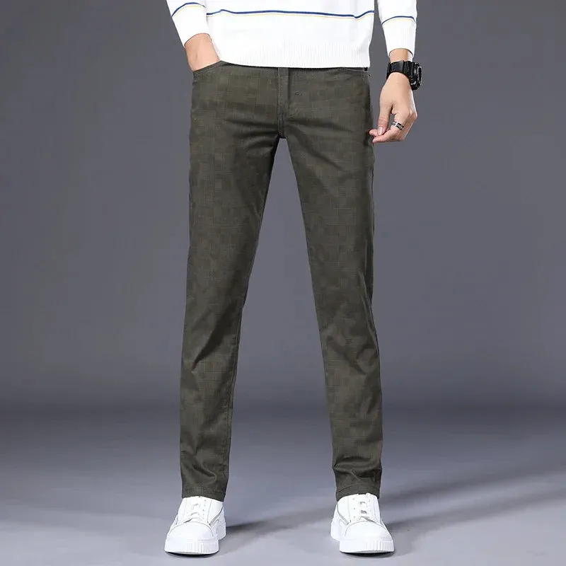 Men's Plaid Dress Pants: Classic Formal Slim Fit Casual Trousers for Autumn