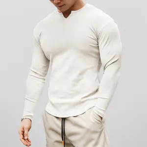 Men's Slim Fit Long Sleeve Open Collar Shirt