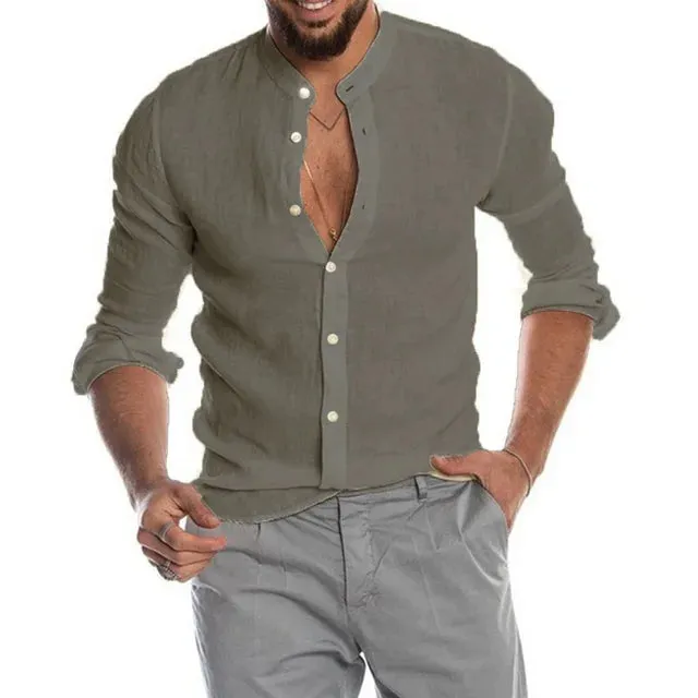 Men’s Tailored-Fit Long-Sleeve Casual Shirt