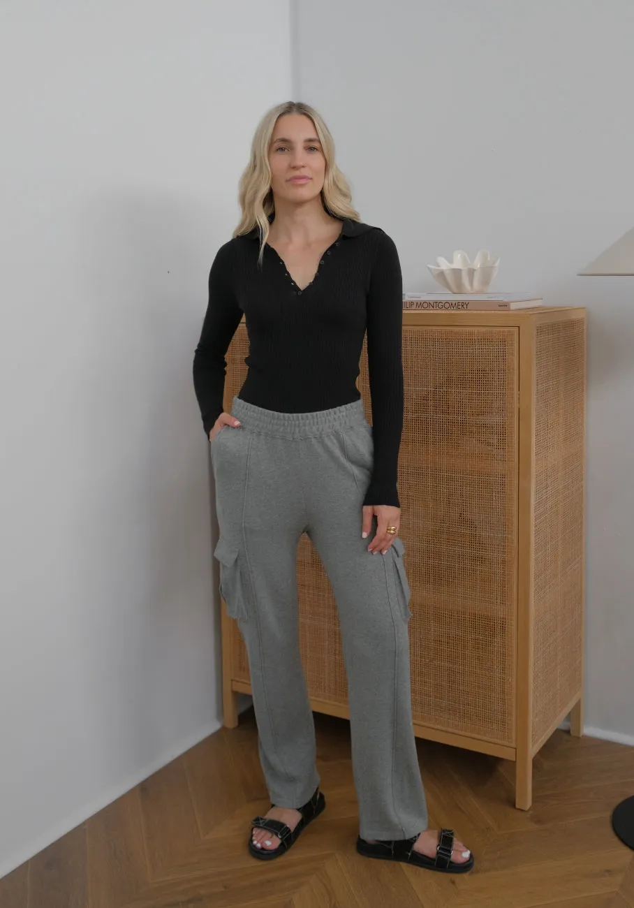Miann & Co Womens - Blake Knitted Cargo Pant - Charcoal