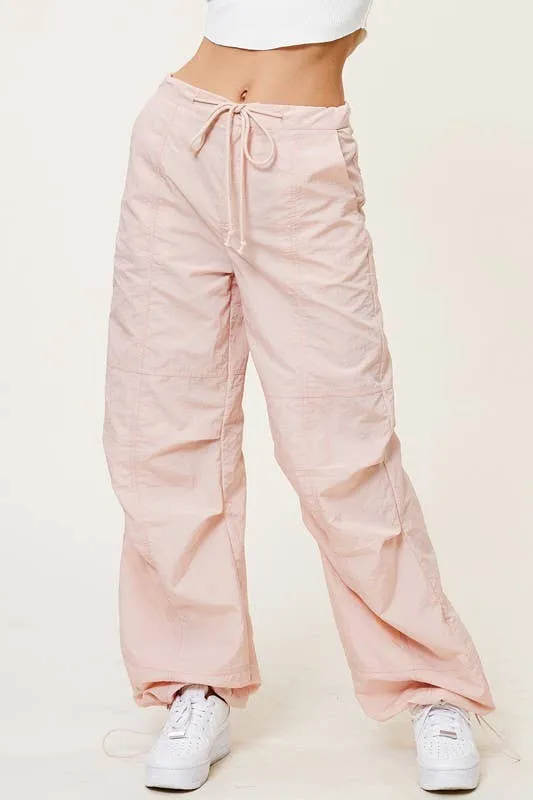 Mid Rise Cargo Jogger Pants With Adjustable Drawstrings Wisteria