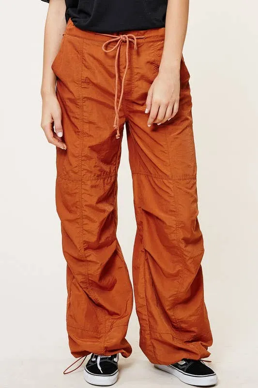Mid Rise Cargo Jogger Pants With Adjustable Drawstrings Wisteria