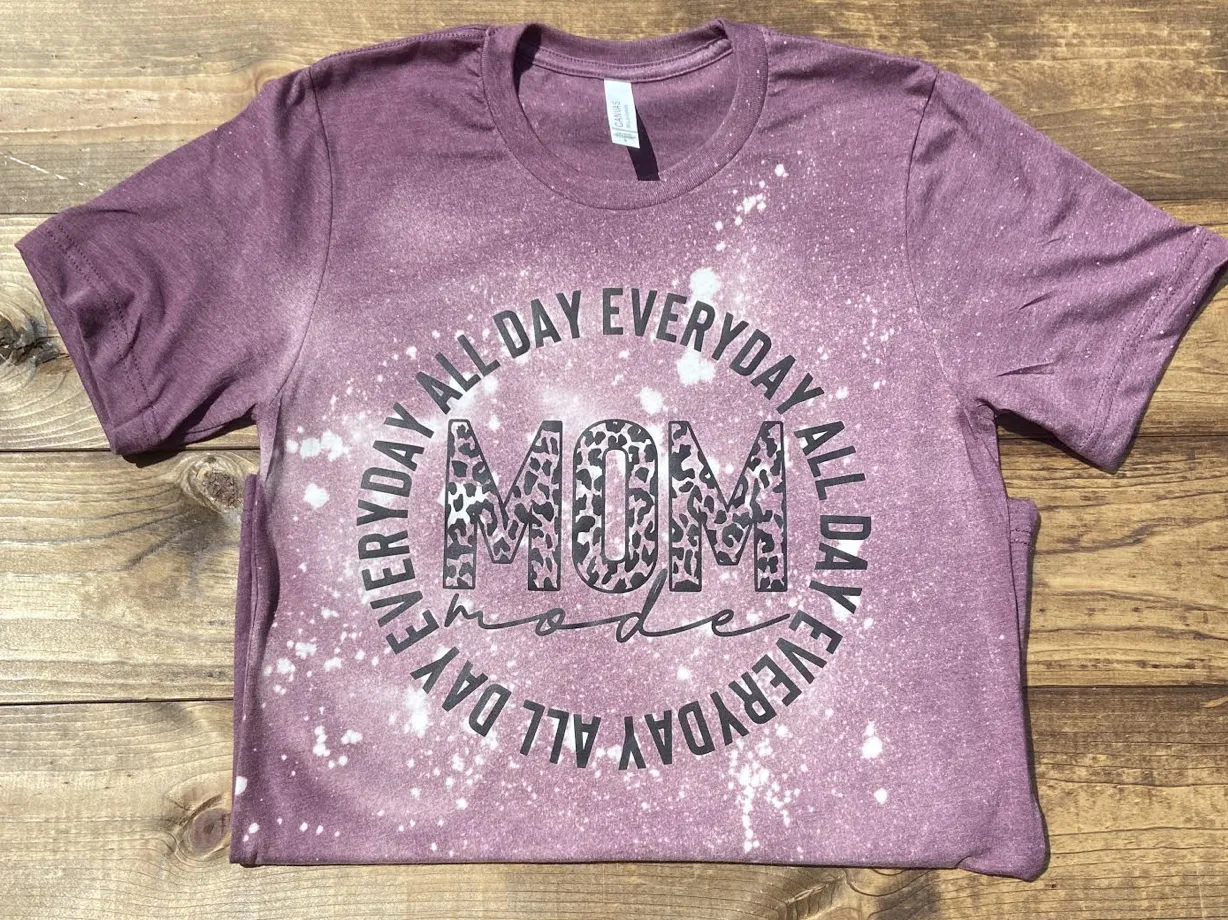 Mom Mode Bleached Tee - Heather Eggplant