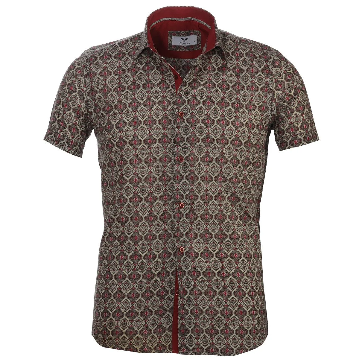Multi Color Short Sleeve Button up Shirts for Men - Tailored Slim Fit Cotton Dress Shirts