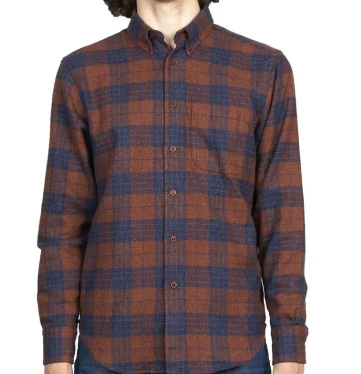 【Naked and Famous】Easy Shirt - Triple Twist Yarn Vintage Flannel - Rust / 特殊三重撚棉線 法藍絨襯衫