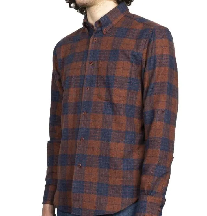 【Naked and Famous】Easy Shirt - Triple Twist Yarn Vintage Flannel - Rust / 特殊三重撚棉線 法藍絨襯衫