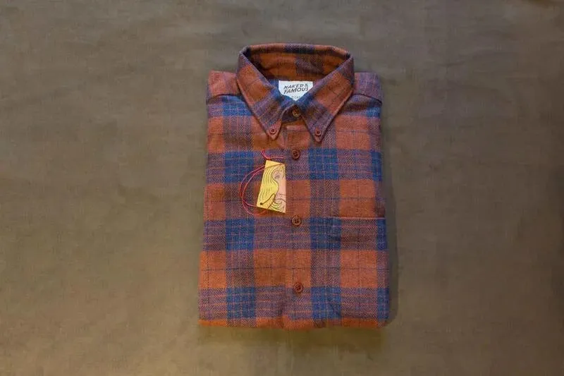 【Naked and Famous】Easy Shirt - Triple Twist Yarn Vintage Flannel - Rust / 特殊三重撚棉線 法藍絨襯衫