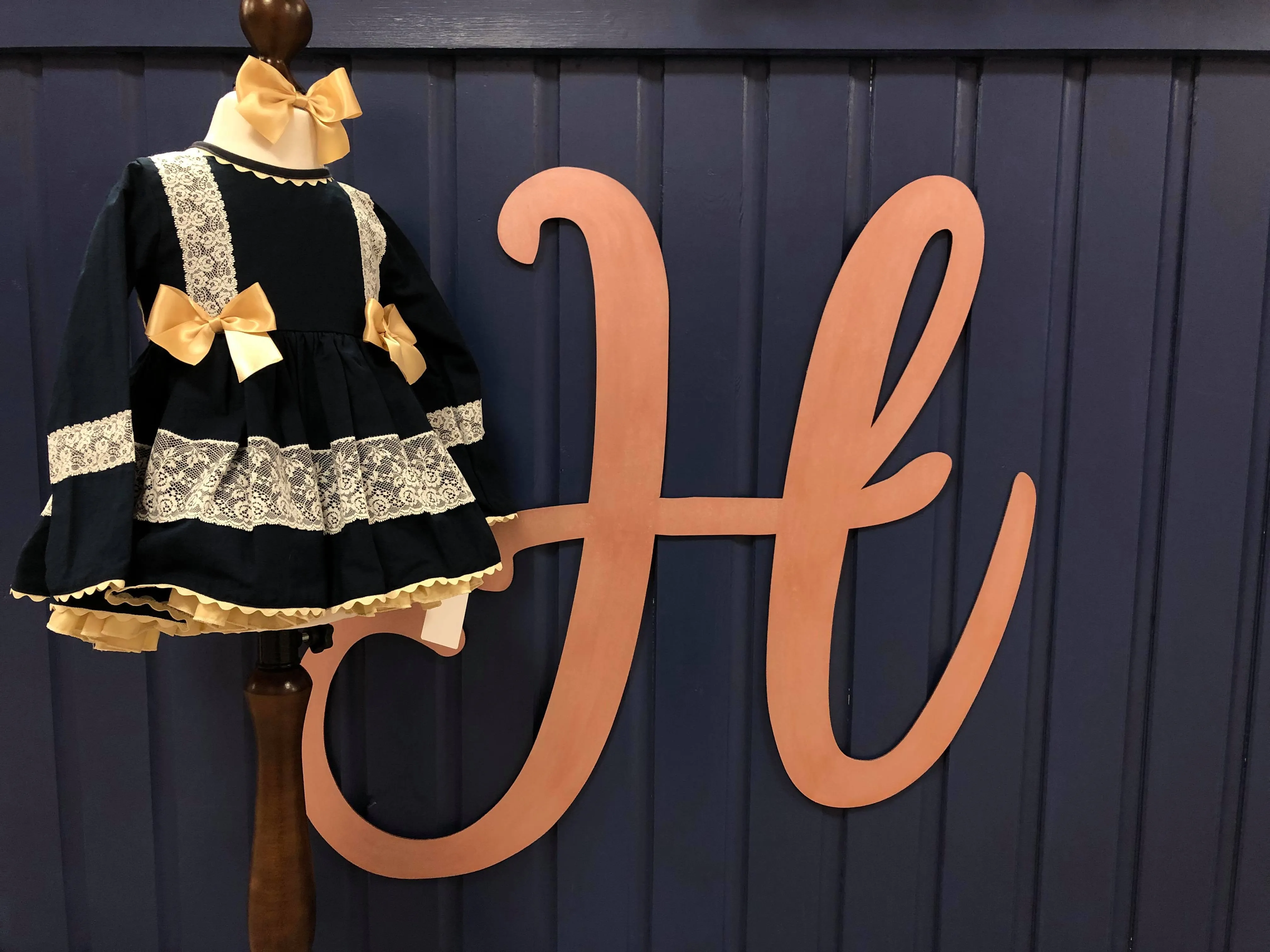 Navy & Gold Boutique Handmade Dress
