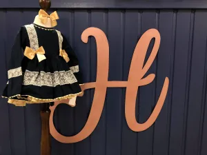 Navy & Gold Boutique Handmade Dress