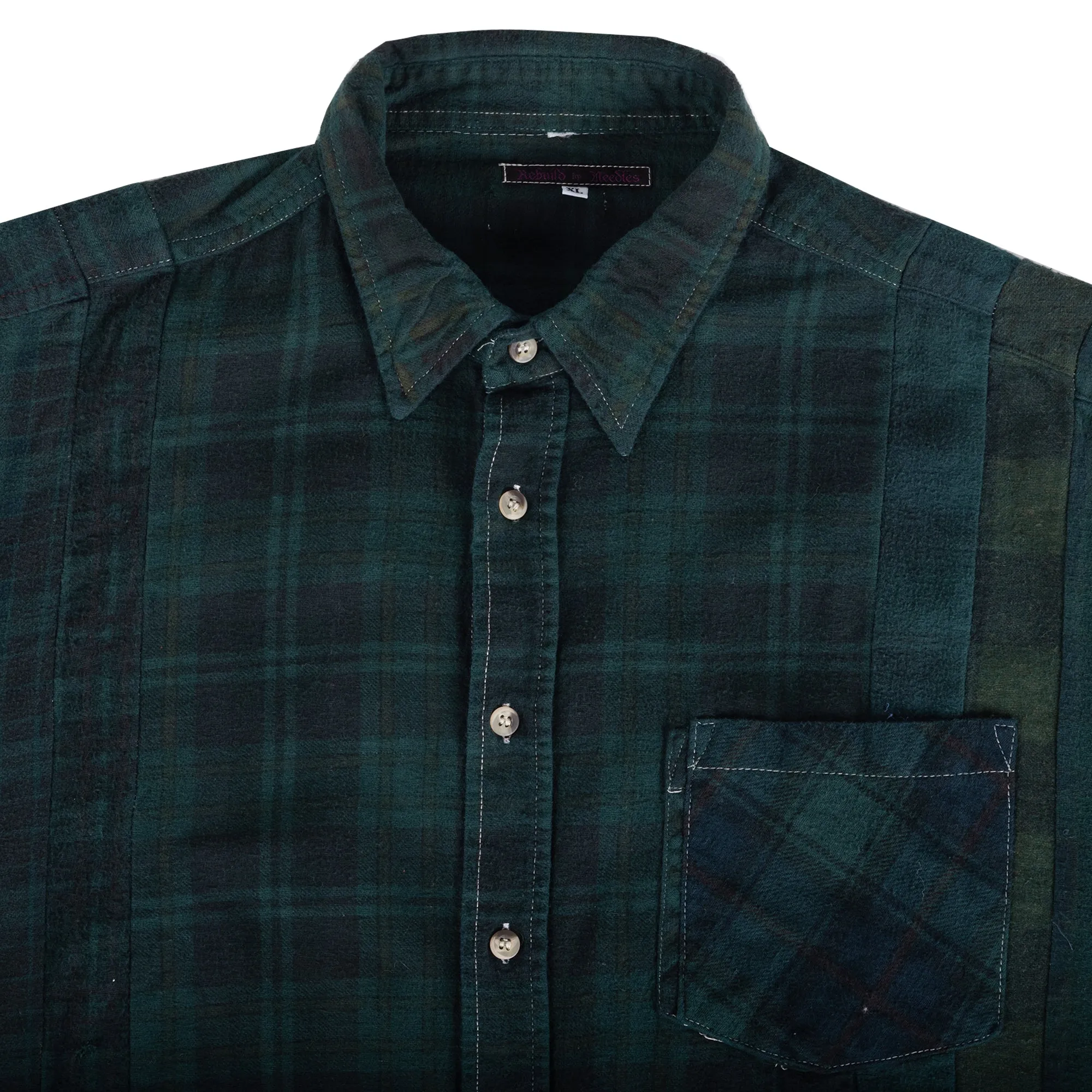 Needles Flannel 7 Cuts Shirt #QV400-1 Over Dye Dark Green X-Large