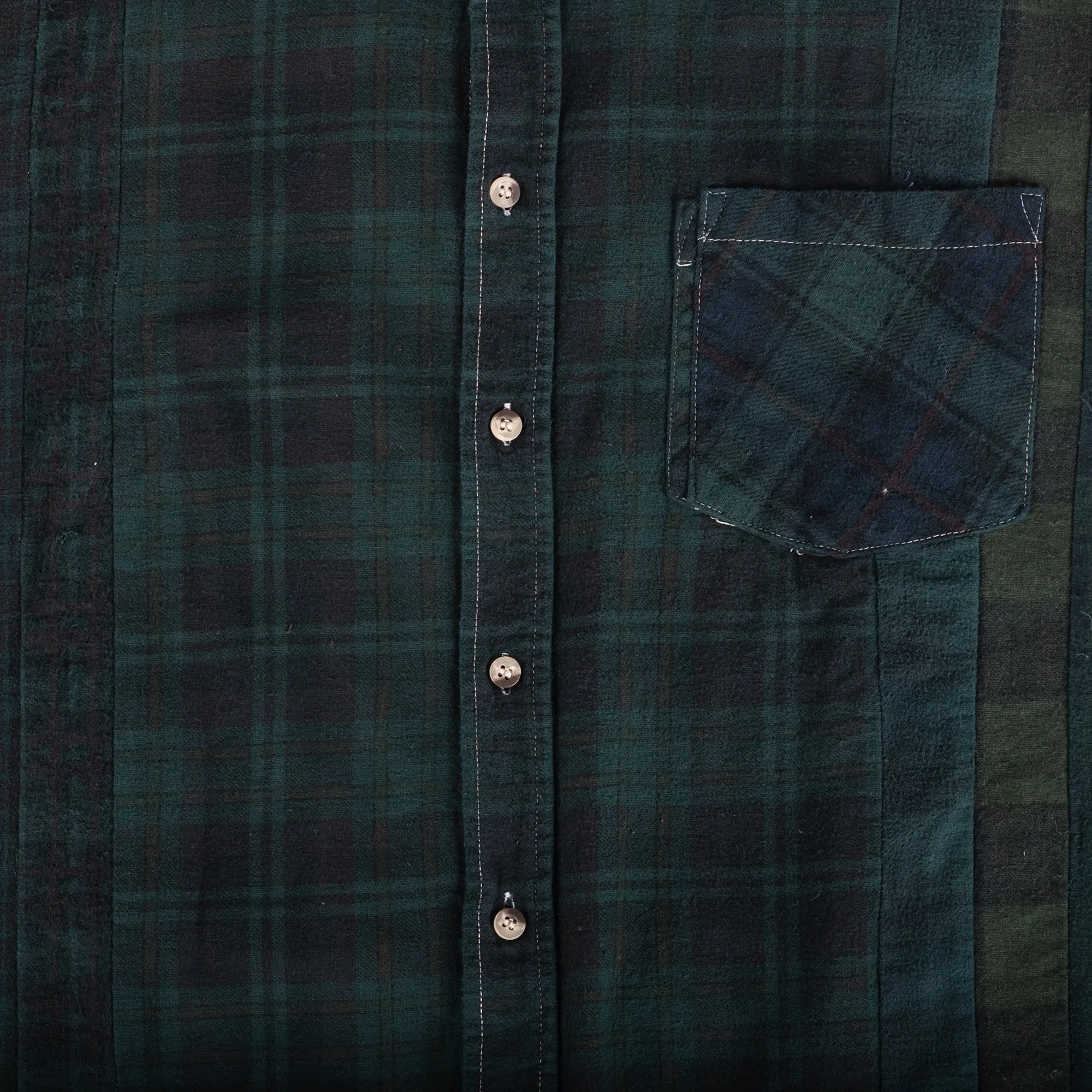 Needles Flannel 7 Cuts Shirt #QV400-1 Over Dye Dark Green X-Large