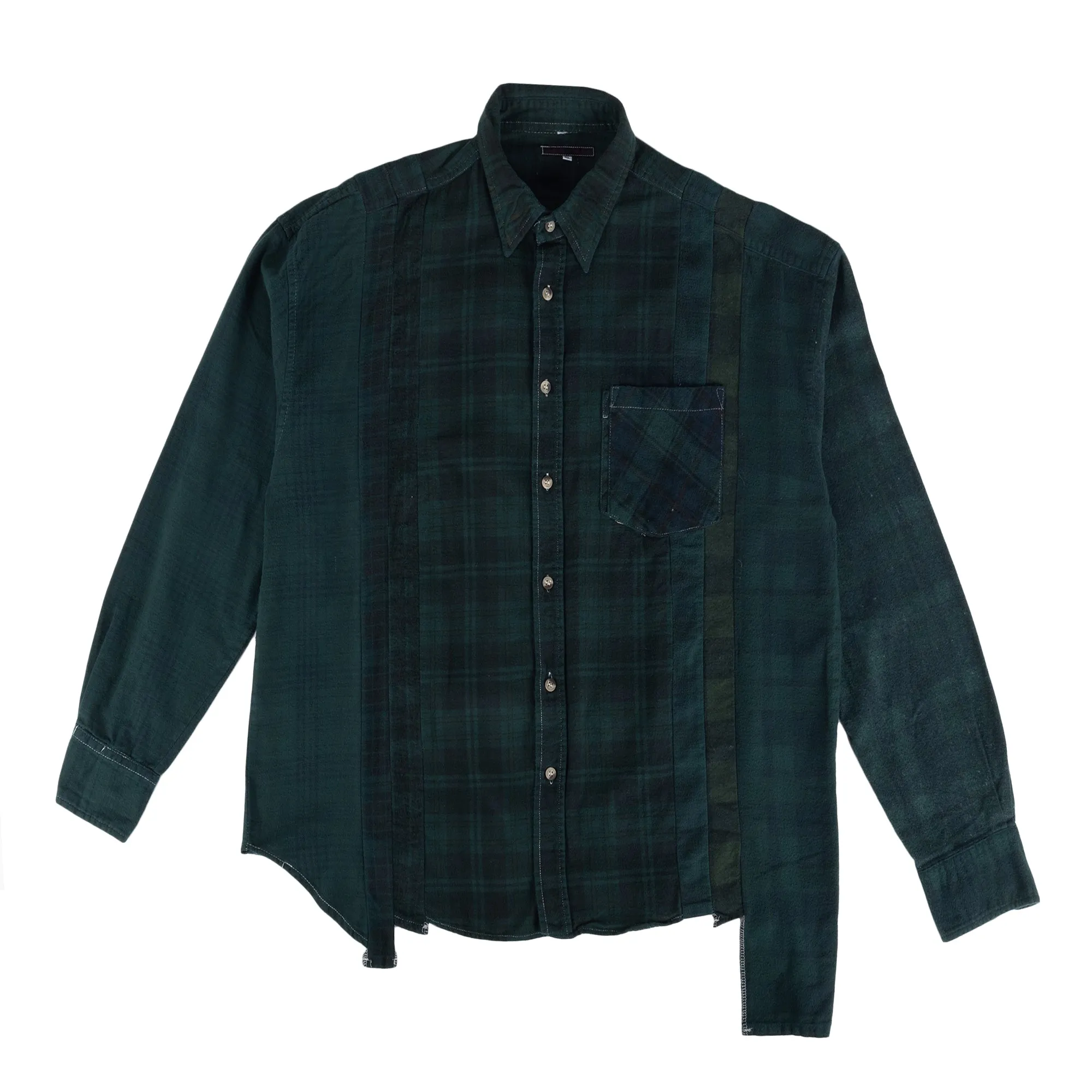 Needles Flannel 7 Cuts Shirt #QV400-1 Over Dye Dark Green X-Large
