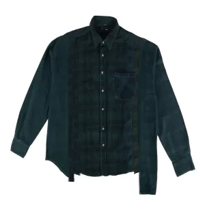 Needles Flannel 7 Cuts Shirt #QV400-1 Over Dye Dark Green X-Large