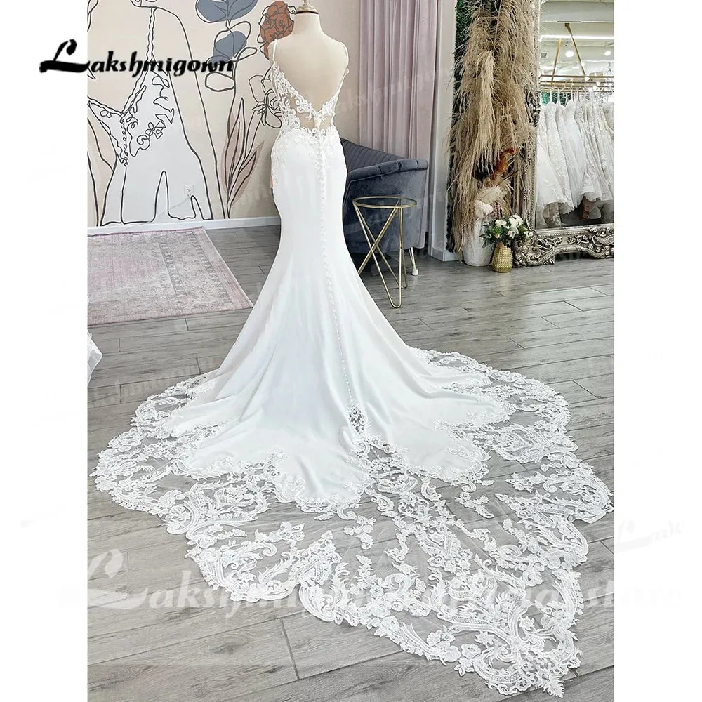 New Mariage Sweetheart Mermaid Wedding Dress Lace Bohemian Wedding Dress Court Train Simple Bridal
