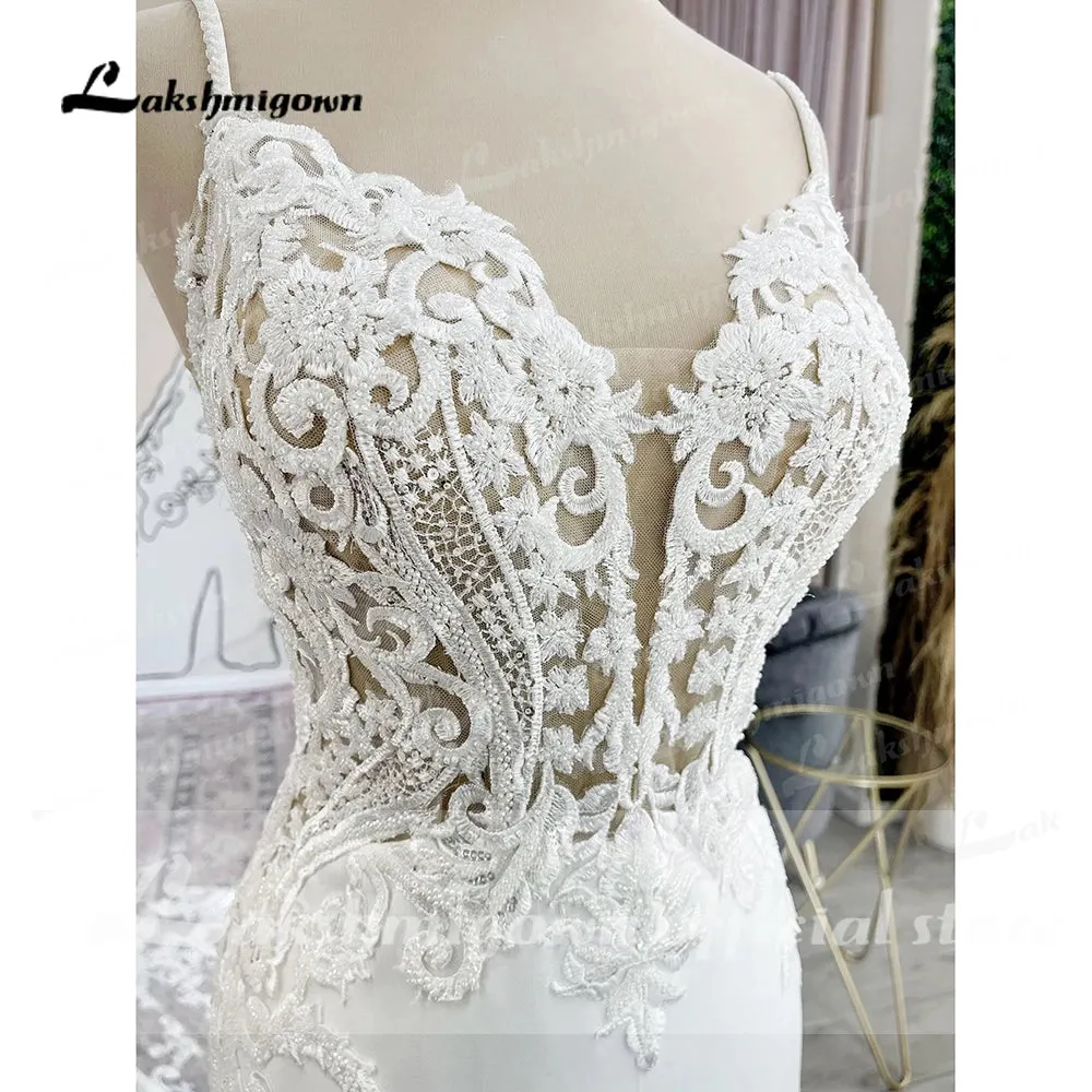 New Mariage Sweetheart Mermaid Wedding Dress Lace Bohemian Wedding Dress Court Train Simple Bridal