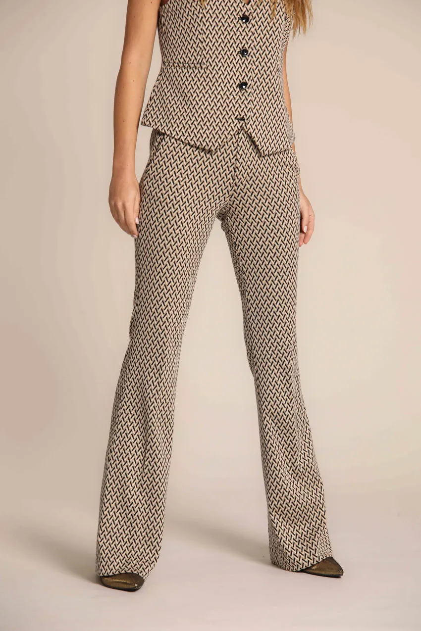 New York Flare women's chino pants in jersey with herringbone design slim fit