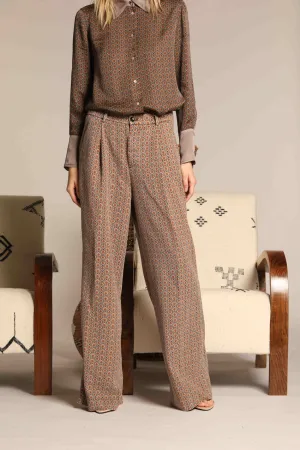 New York Wide Pinces women's chino pants in tencel with deco print straight fit