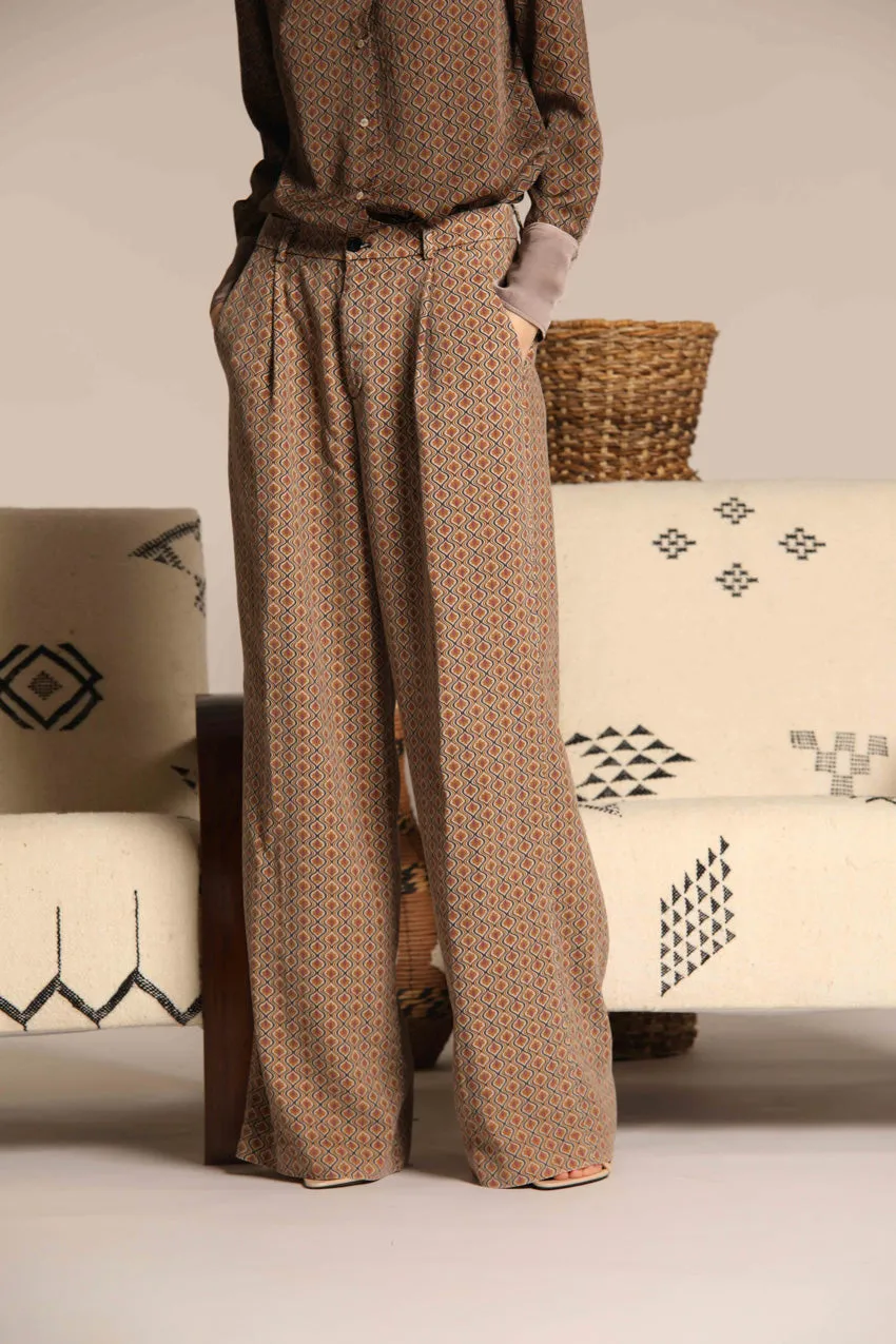 New York Wide Pinces women's chino pants in tencel with deco print straight fit