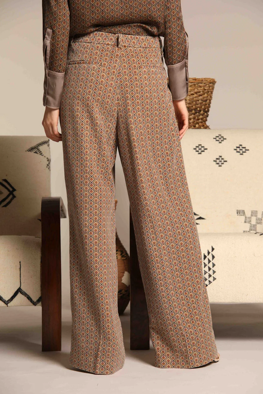 New York Wide Pinces women's chino pants in tencel with deco print straight fit