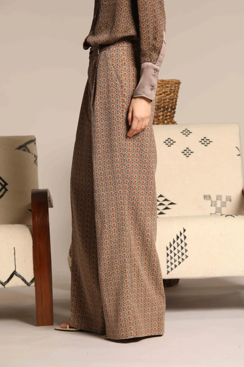 New York Wide Pinces women's chino pants in tencel with deco print straight fit