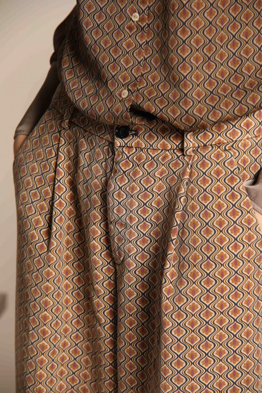 New York Wide Pinces women's chino pants in tencel with deco print straight fit