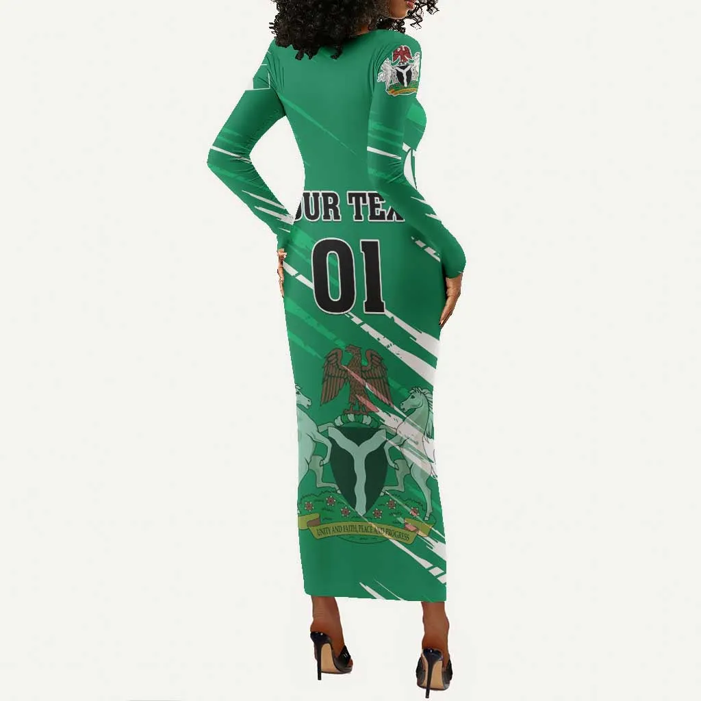Nigeria Football Long Sleeve Bodycon Dress - Victory for the Super Eagles LT01