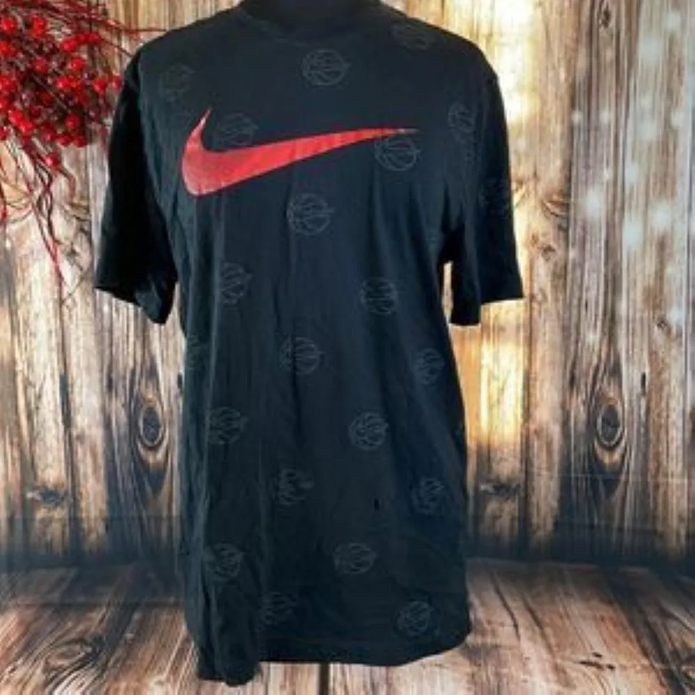 Nike Men's Swoosh Basketball Logo Graphic T-Shirt, Black - Large