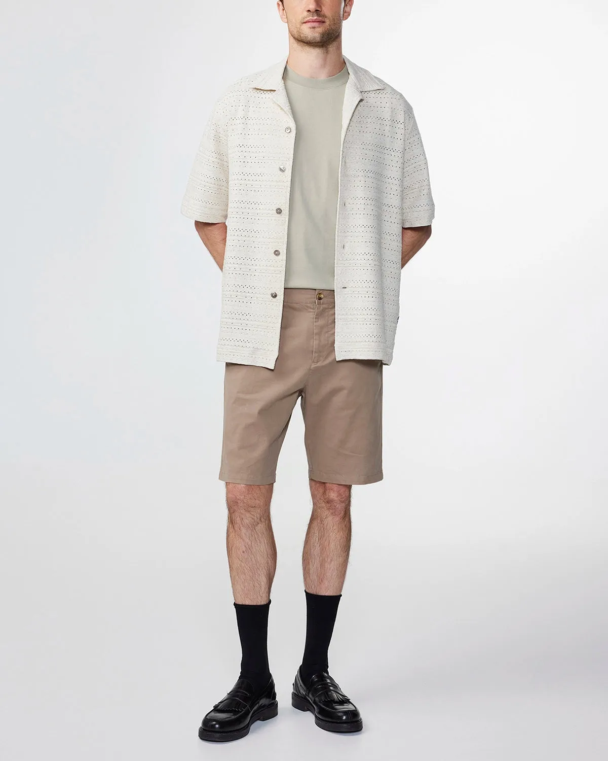 NN07 JULIO POINTELLE KNIT S/S LINEN BLEND SHIRT 3378