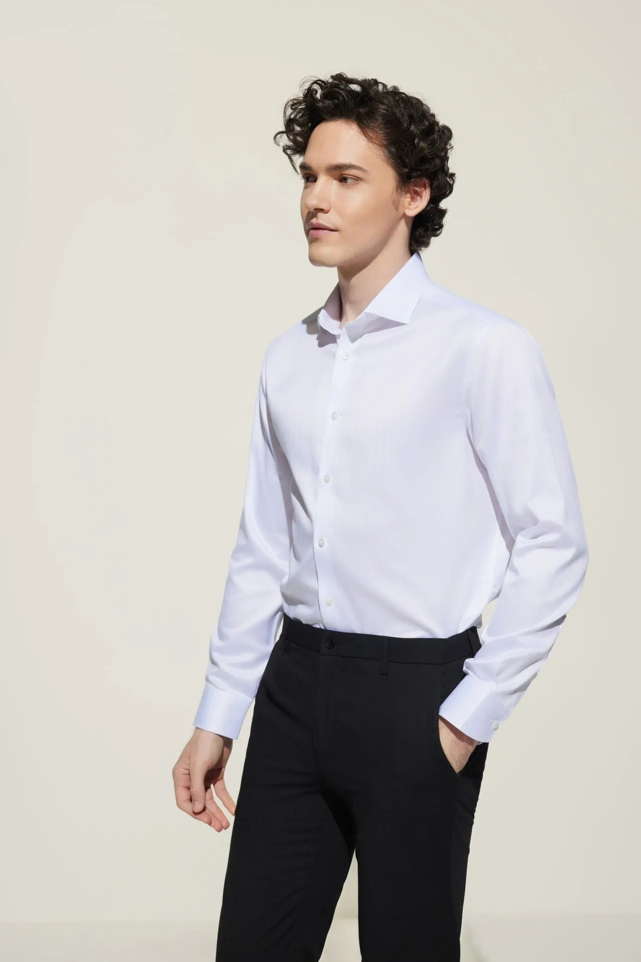 Non-Iron Premium Cotton Smart Fit Wide Herringbone Shirt