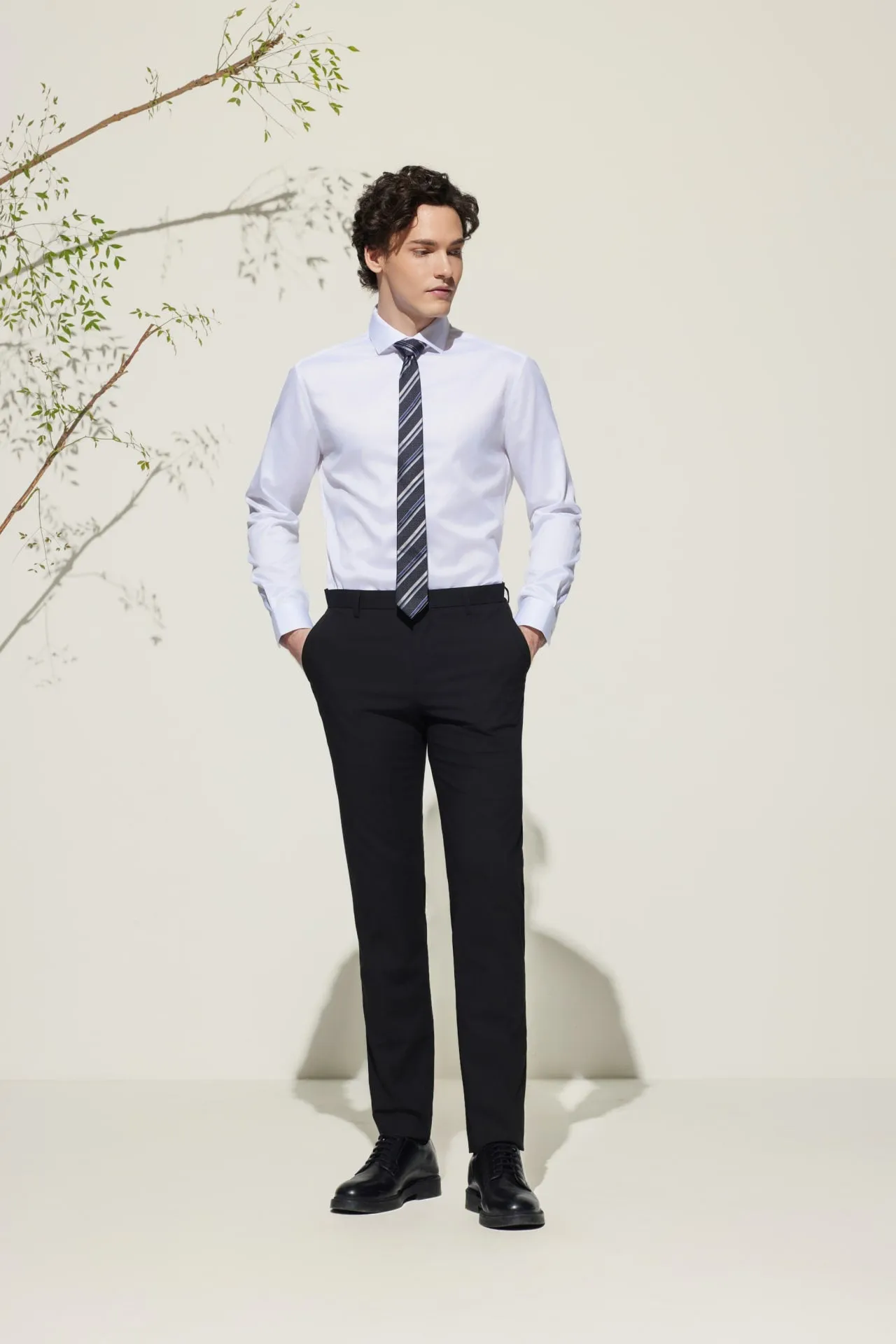 Non-Iron Premium Cotton Smart Fit Wide Herringbone Shirt