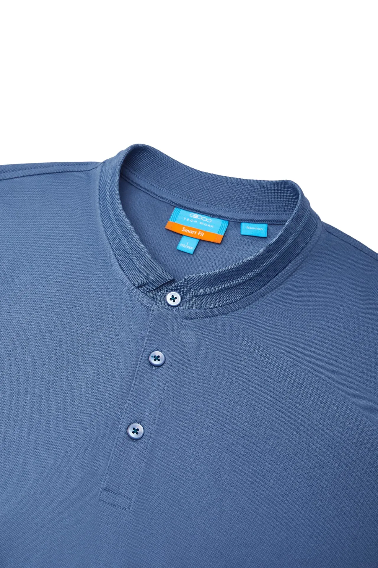 Non-Iron Pure Cotton Pique Smart Fit Stand Collar Short Sleeve Polo Tee