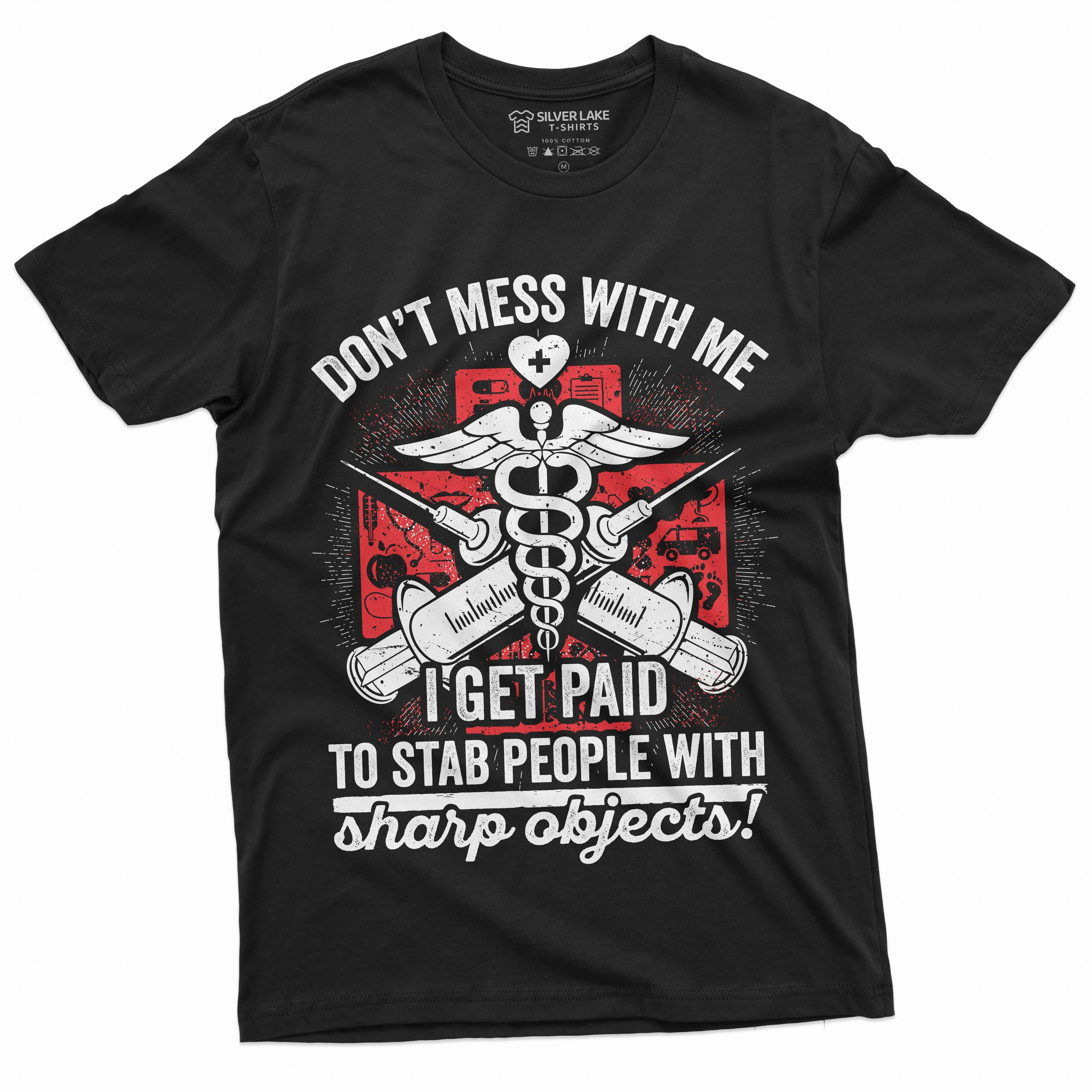 Nurse shirt Funny RN Doctor gift tee shirt stab people with sharp objects Medicine Hospital wife mom