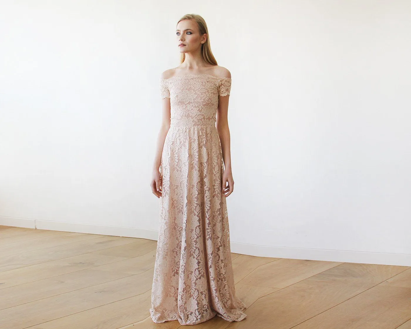 Off-The-Shoulder Short Sleeves  Maxi Dress #1142