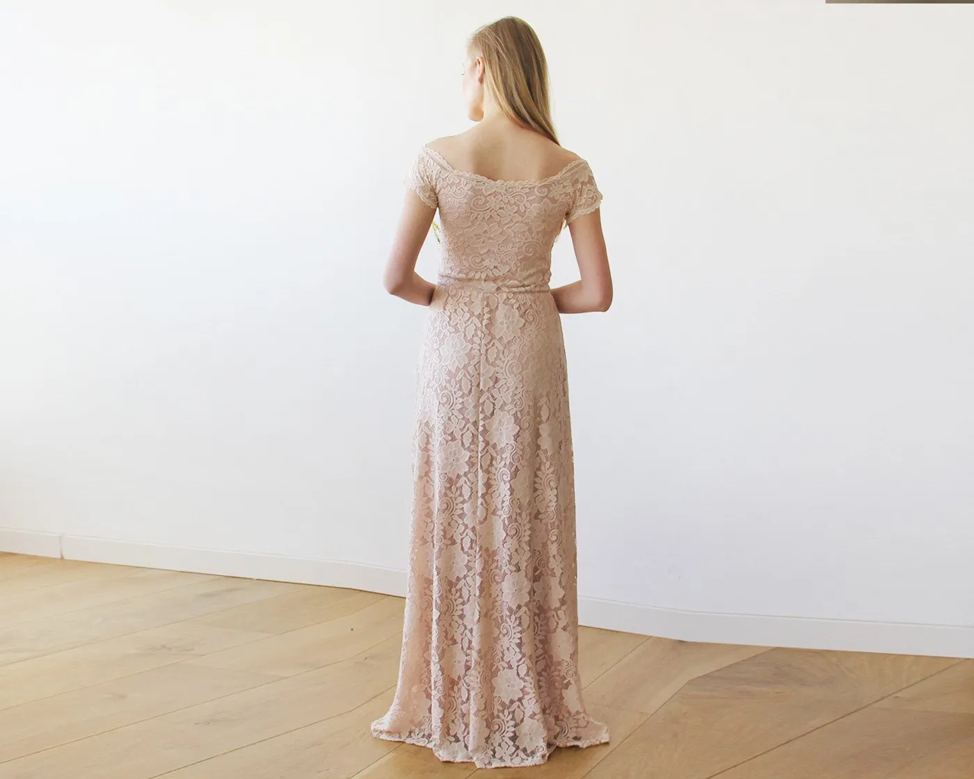 Off-The-Shoulder Short Sleeves  Maxi Dress #1142