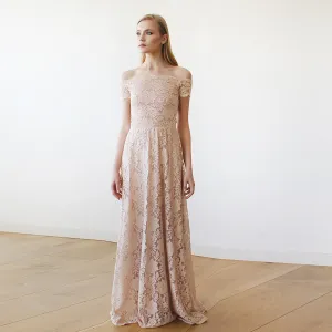 Off-The-Shoulder Short Sleeves  Maxi Dress #1142