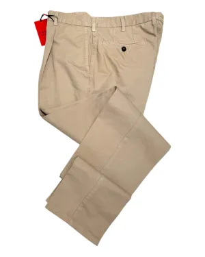 One Pleated  Linen & Cotton Chino - Sand