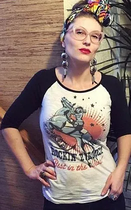 Original Cowgirl Clothing T-Shirts: Rockin' B Ranch Vintage Rodeo Girl Baseball Tee