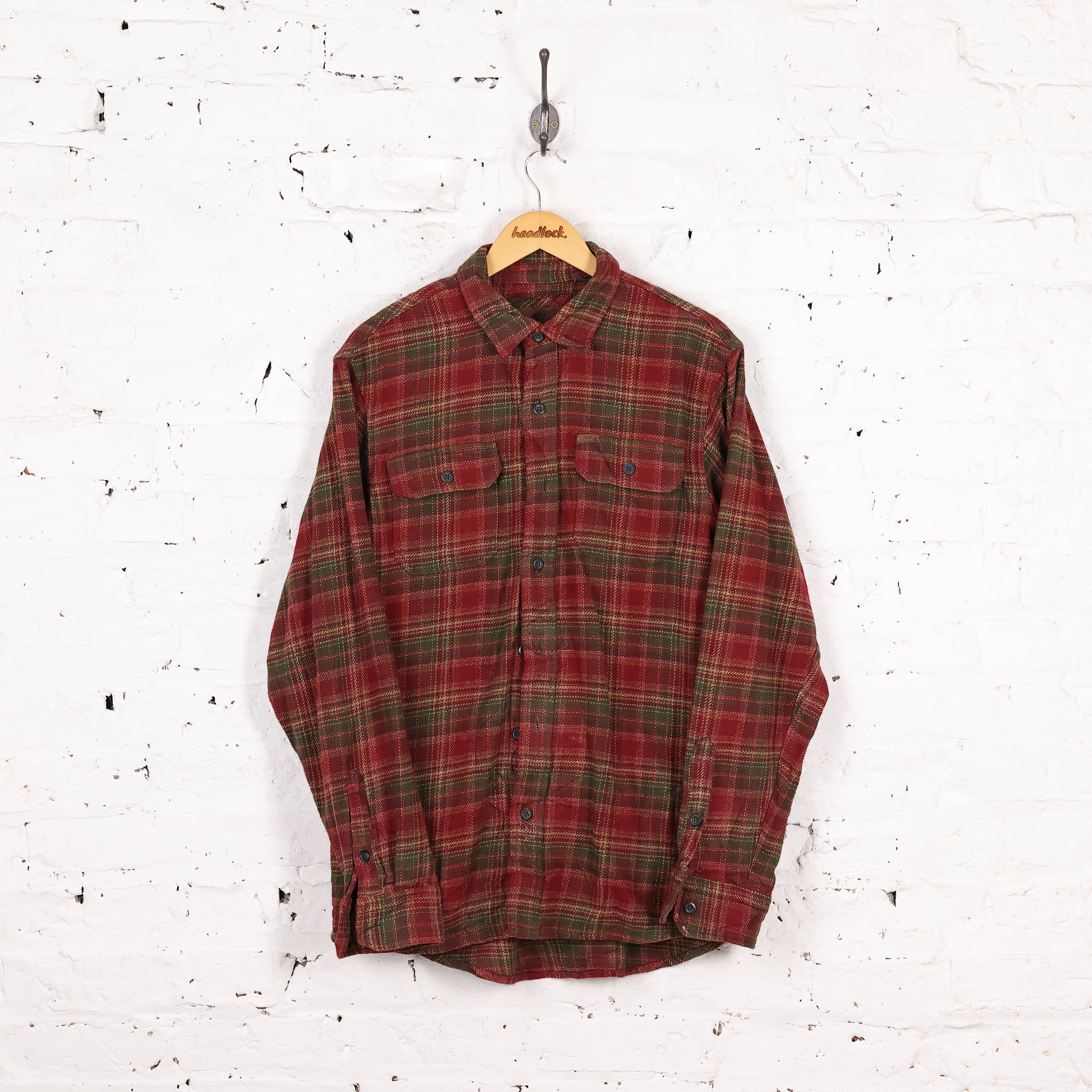 Orvis Plaid Check Flannel Shirt - Red - M