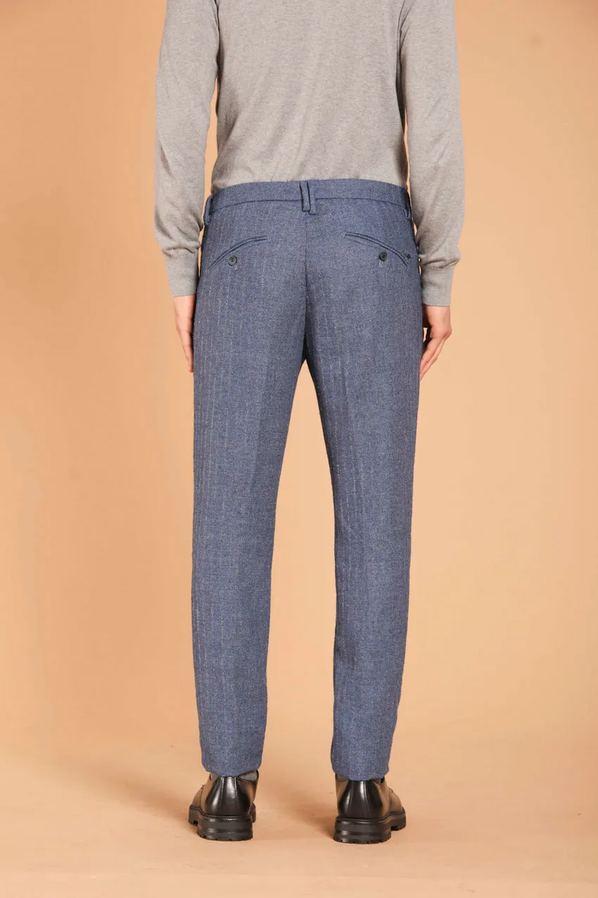 Osaka 1 Pinces men's chino pants in pinstripe flannel carrot fit 