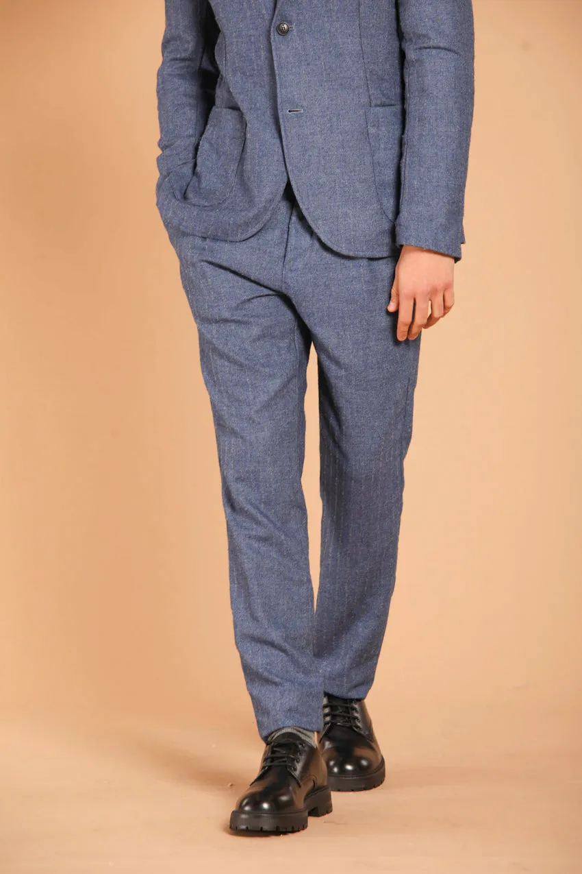 Osaka 1 Pinces men's chino pants in pinstripe flannel carrot fit 