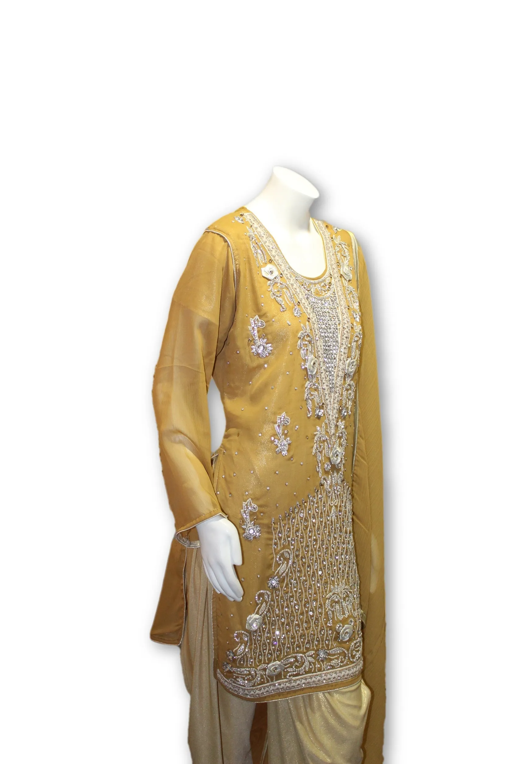 Party Wear Chiffon Dress With Tulip Pants Pakistani Indian Style