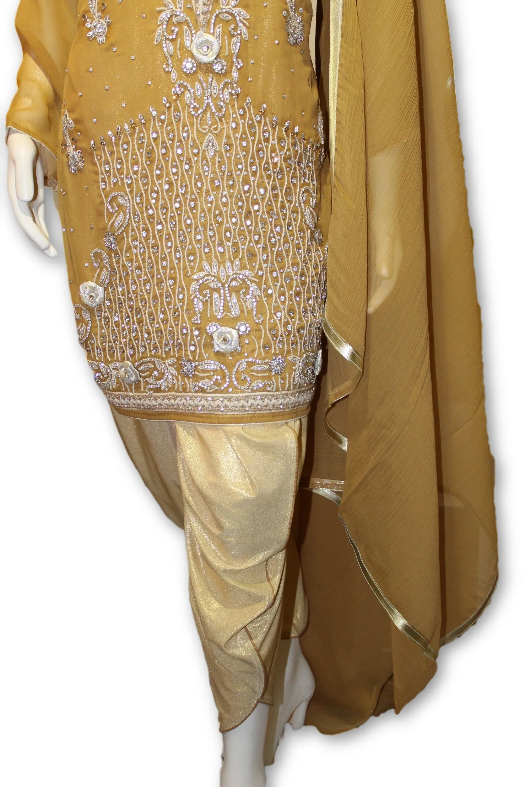 Party Wear Chiffon Dress With Tulip Pants Pakistani Indian Style
