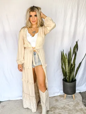 Penelope Boho Embroidered Maxi Kimono Robe